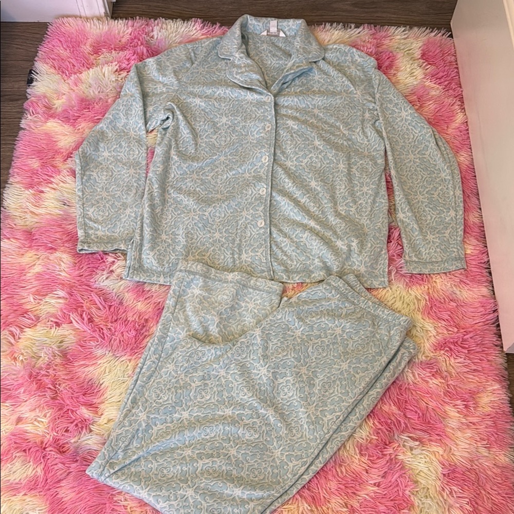 Charter Club Blue Pajama Set Soft Plush Sleepwear